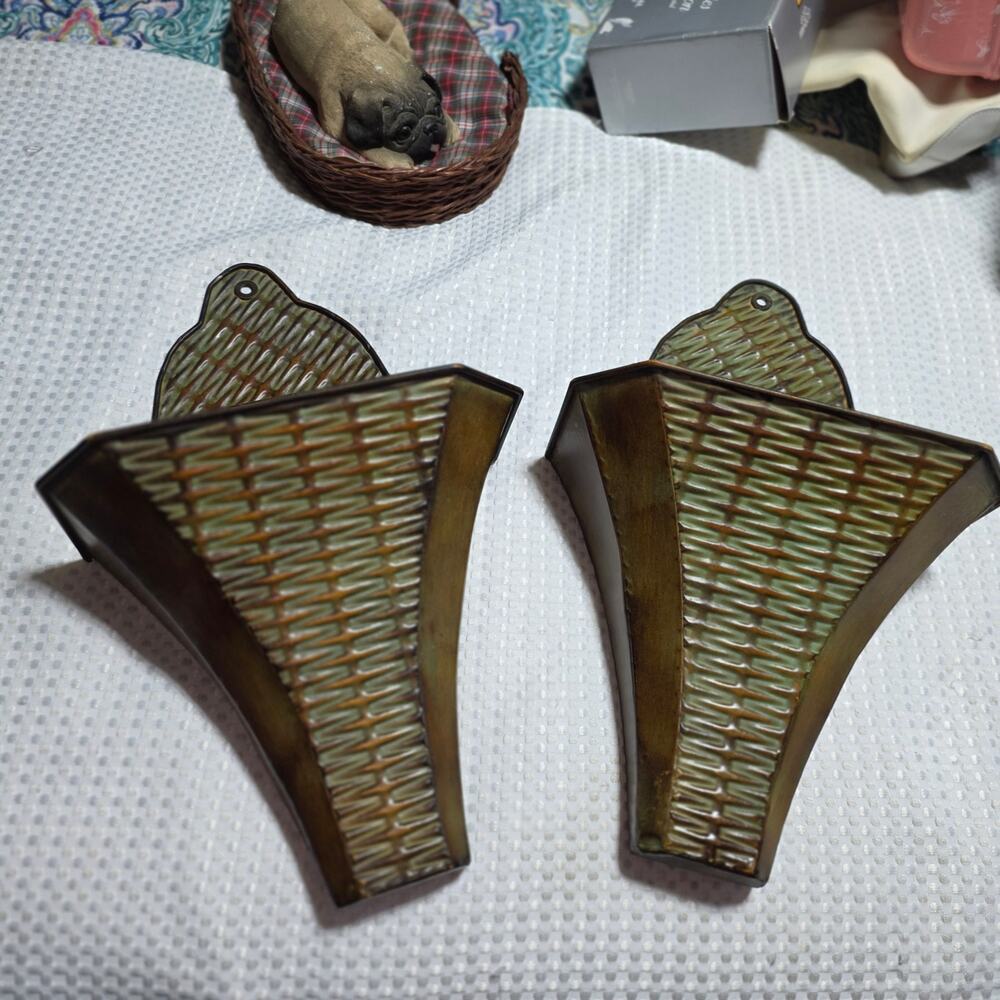 HOME ACCENT SET OF 2 TIN METAL POCKET WALL
